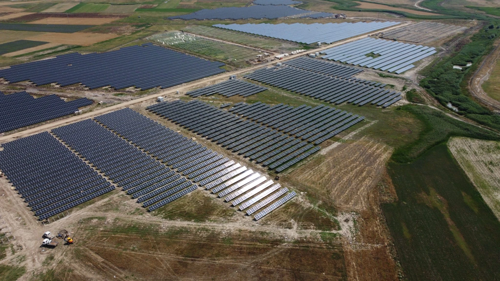 Aerial view of solar installations featured by Advanced Solar