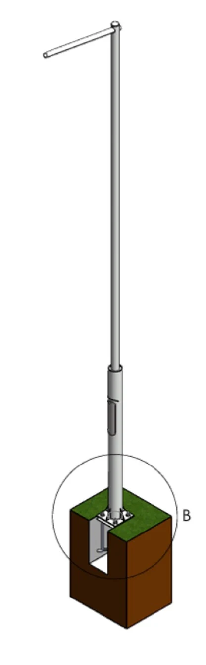 Single-arm pole with anchor
